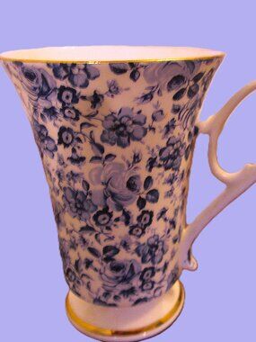 (2)Royale Garden Bone China Staffordshire England Pedestal Mug Hand Decorated